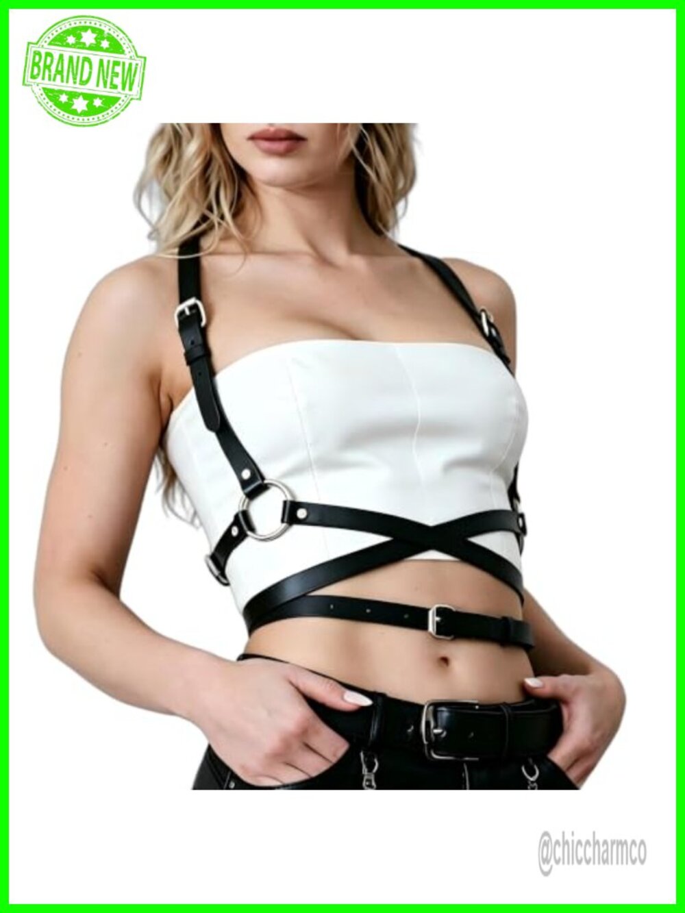 Punk PU Leather Body Harness Belt Adjustable Waist Chain Rave Cosplay